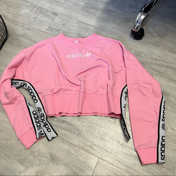 Like New Adidas Side Tape Cropped crewneck Sweatshirt - Picture 2 of 7